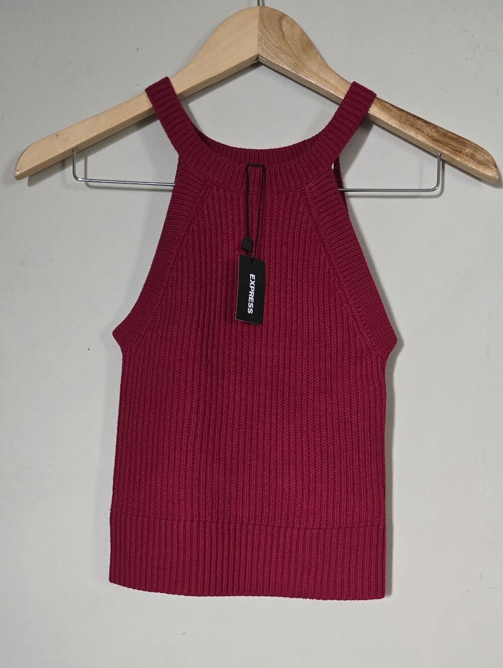 Express Women's Cropped Ribbed Knit Tank Top